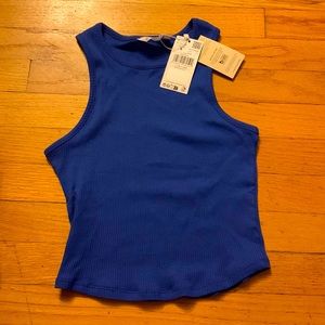 Blue Ribbed Cropped tank top